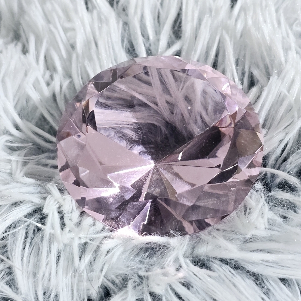 Crystal Pink Cut Glass Diamond Paperweight - Picture 9 of 11